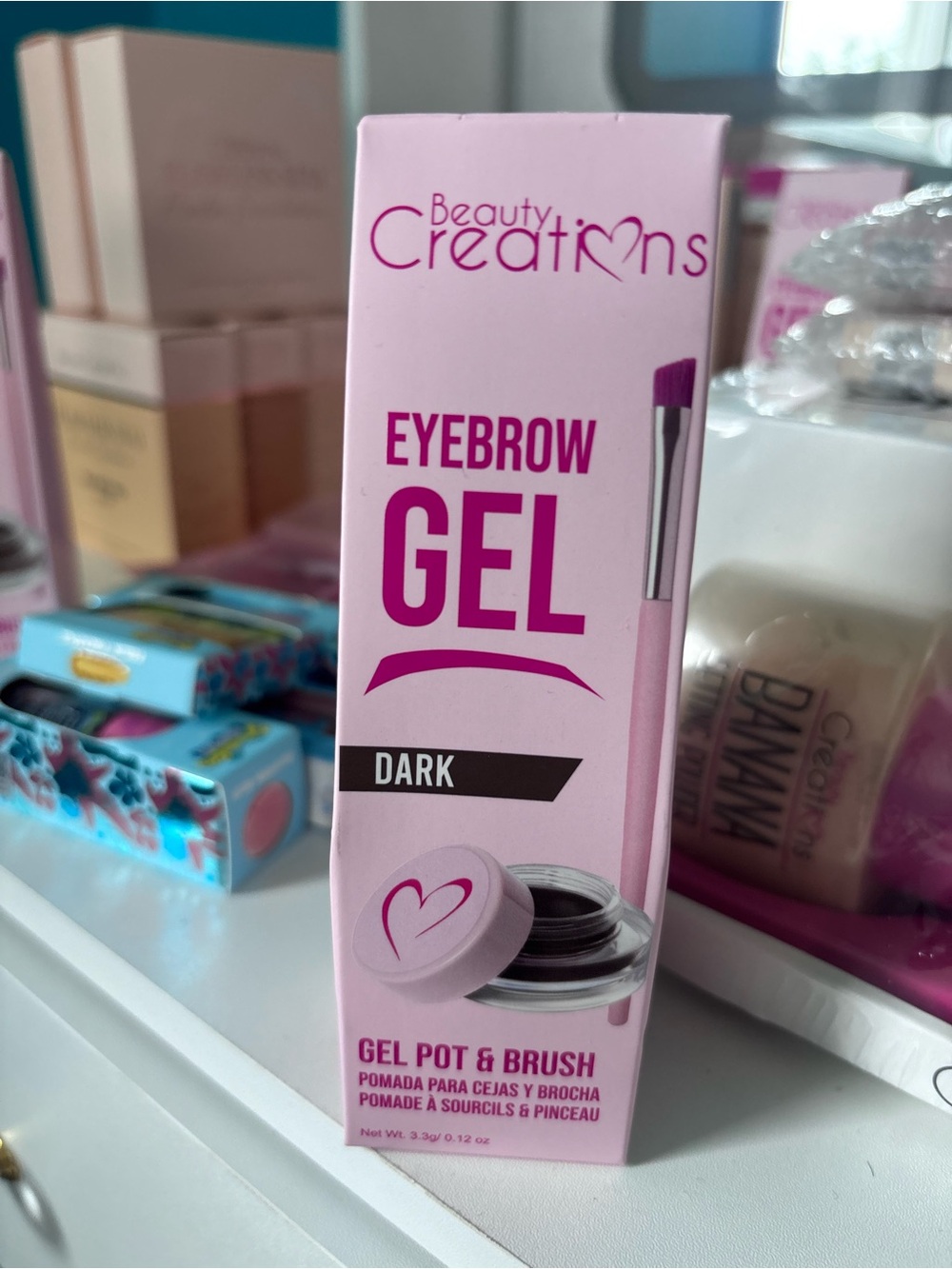 Beauty Creations Eyebrow Gel Pot & Brush - Pink (Dark)